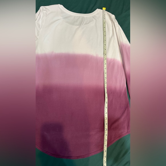 Seed to Style Organic Cotton Watercolor Print Long-Sleeve Top Pink Ombré Sz Lg - Picture 5 of 14